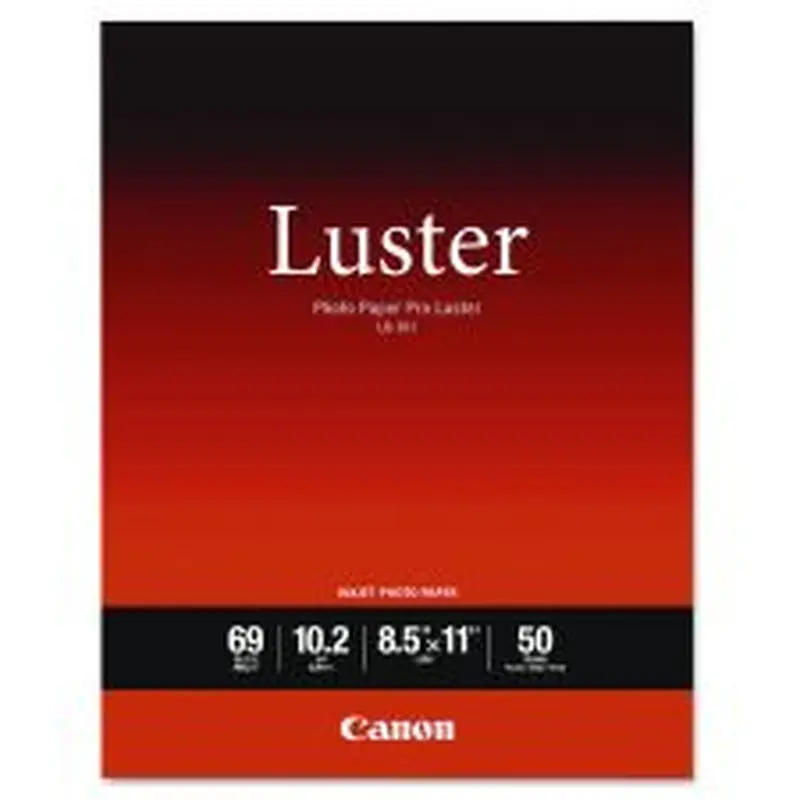 Canon PRO Luster Inkjet Photo Paper, 10.2 mil, 8.5 x 11, Luster White, 50/Pack