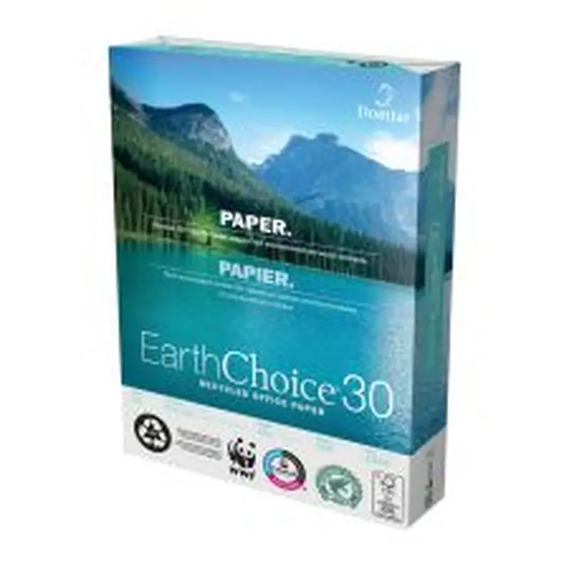Domtar EarthChoice30 Office Multi-Use Printer & Copier Paper, Letter Size (8 1/2" x 11"), 5000 Total Sheets, 92 (U.S.) Brightness, 20 Lb, 30% Recycled, White, 500 Sheets Per Ream, Case Of 10 Reams