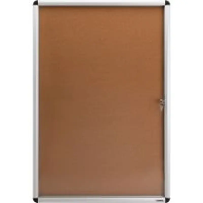 Lorell Enclosed Cork Bulletin Board, 36" x 24", Silver Aluminum Frame