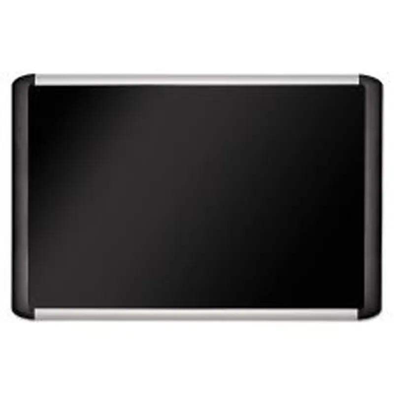MasterVision Soft-touch Bulletin Board, 36" x 24", Black Surface, Black/Satin Aluminum Frame
