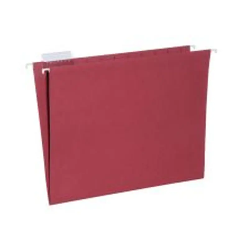 SKILCRAFT Hanging File Folders, 1/5 Cut, 2" Expansion, Letter Size, Red, Box Of 25 Folders (AbilityOne 7530-01-364-9500)