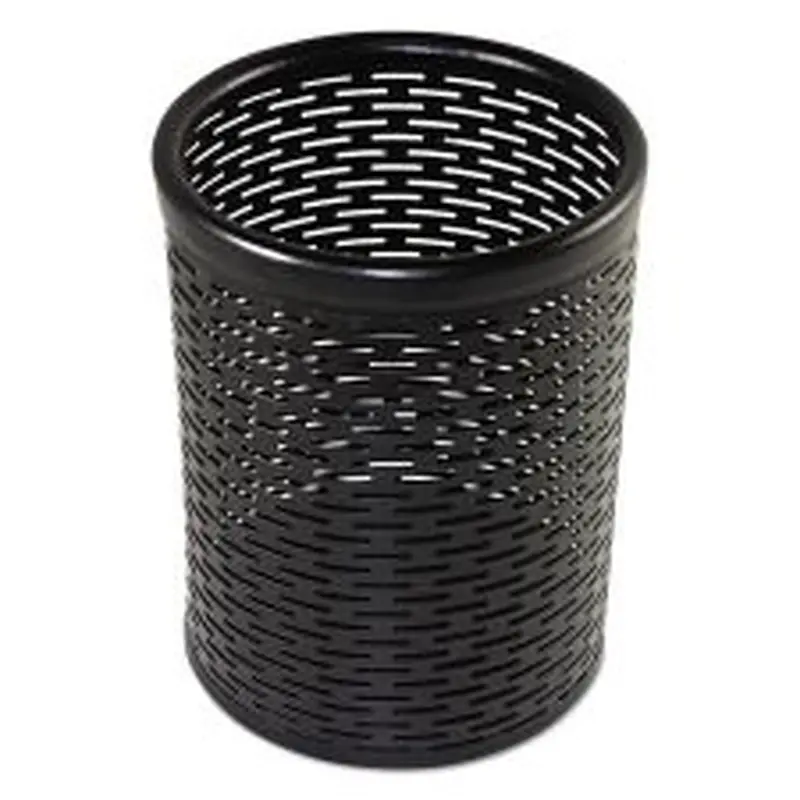 Artistic Urban Collection Punched Metal Pencil Cup, 3.5" Diameter x 4.5"h, Black