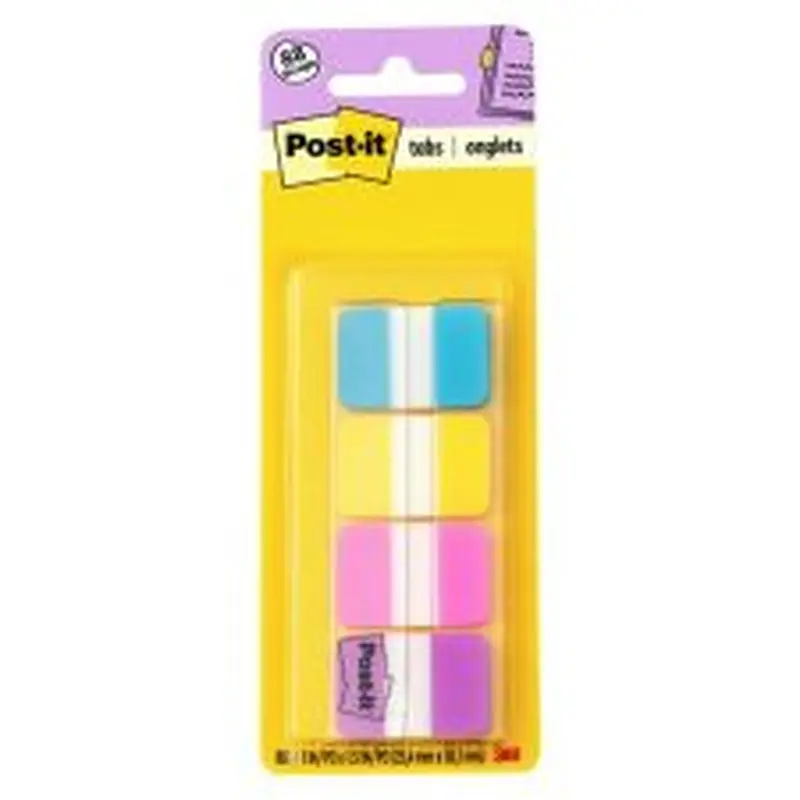 Post-it Tabs, 1 in. x 1.5 in., 1 Pack, 88 Tabs/Pack, Assorted Colors, 686AYPV1IN