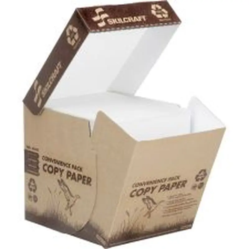 SKILCRAFT Reamless Multi-Use Printer & Copy Paper, White, Letter (8.5" x 11"), 2500 Sheets Per Case, 20 Lb, 92 Brightness, 100% Recycled