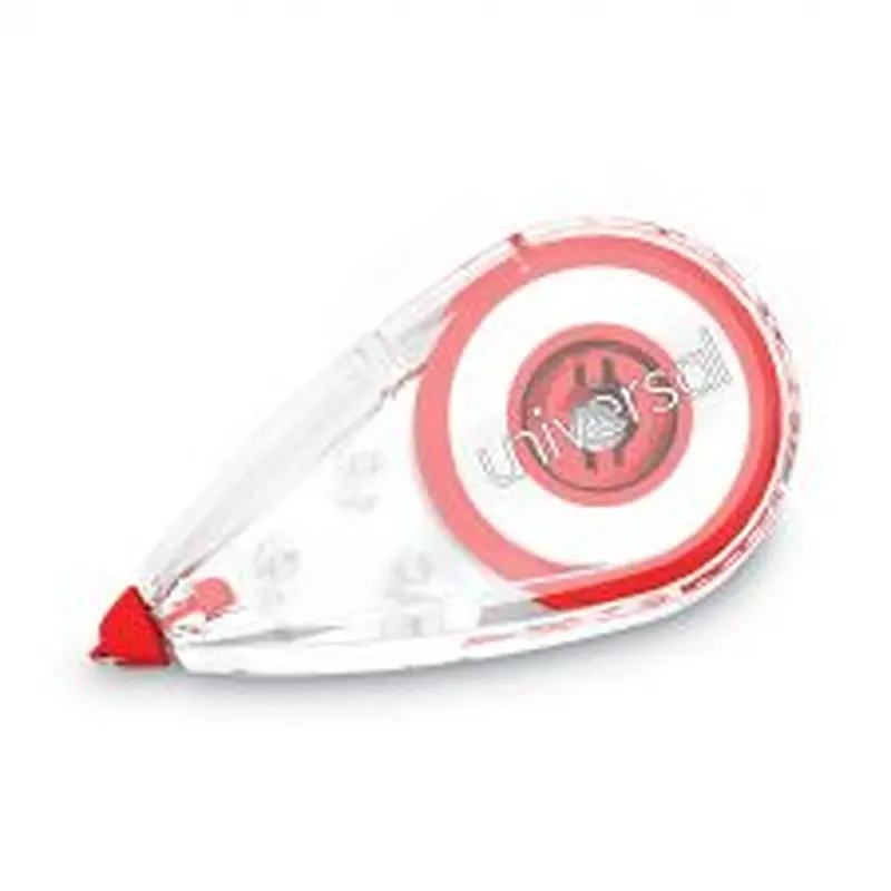 Universal Mini Correction Tape, Non-Refillable, 0.25" x 22.92 ft, White Tape, Clear/Red Dispenser, 10/Pack