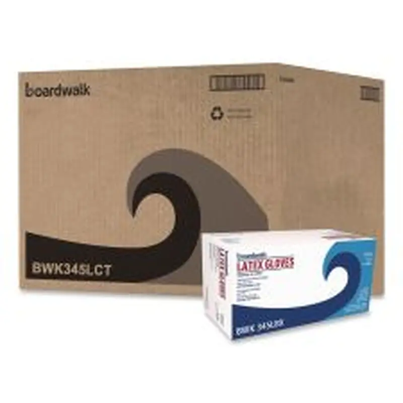Boardwalk General-Purpose Latex Gloves, Powder-Free, Large, 4.4 mil Thick, 9.5" Long, Natural, 100/Box, 10 Boxes/Carton