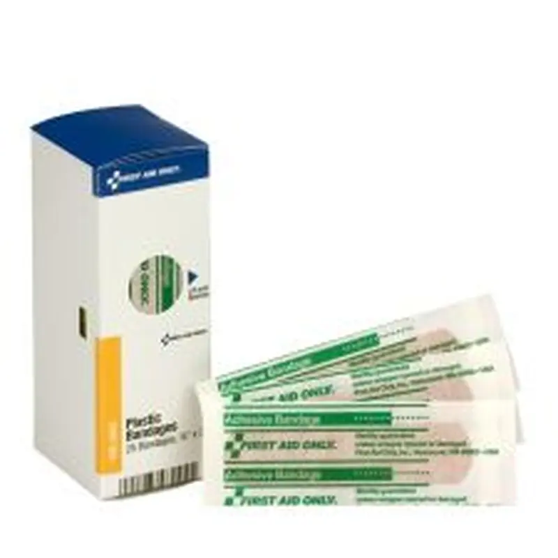 First Aid Only Plastic Bandages, 3/4" x 3", Beige, Box Of 25
