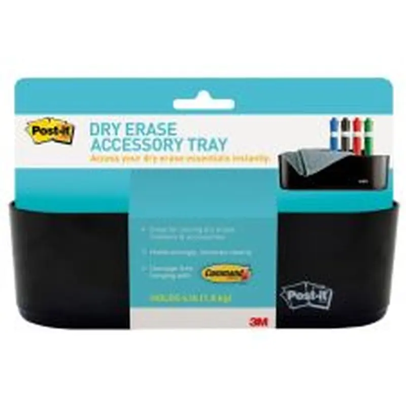 Post-it Dry Erase Accessory Tray, Deftray, 8 5/8" x 3 1/8" x 2 15/16", Black
