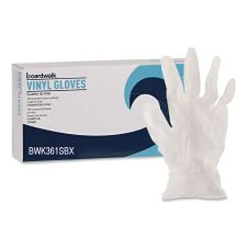 Boardwalk Exam Vinyl Gloves, Powder-Free, Small, 3.6 mil Thick, 9.5" Long, Clear, 100/Box