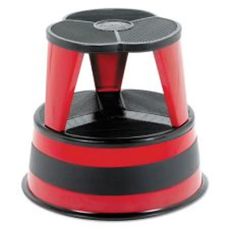 Cramer Kik-Step Steel Step Stool, 2-Step, 350 lb Capacity, 16" Diameter x 14.25"h, Red