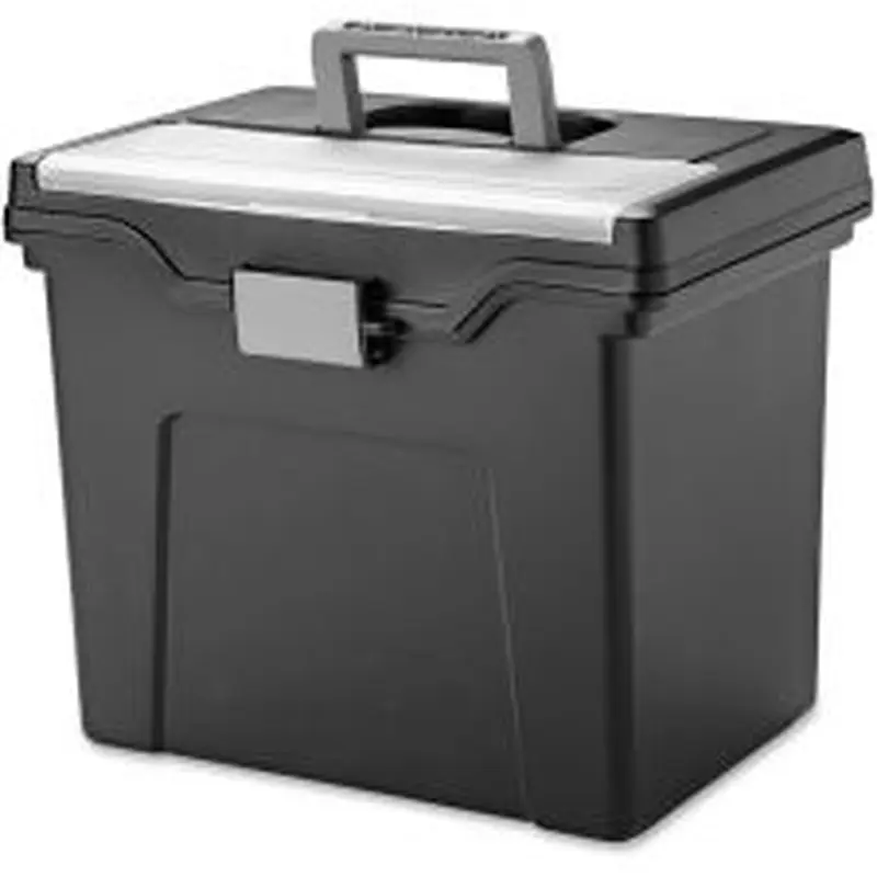 IRIS Portable Letter-size File Box - External Dimensions: 13.8"x10.2"x 11.7" - Media Size Supported: Letter 8.50"x11" - Buckle Closure - Black -