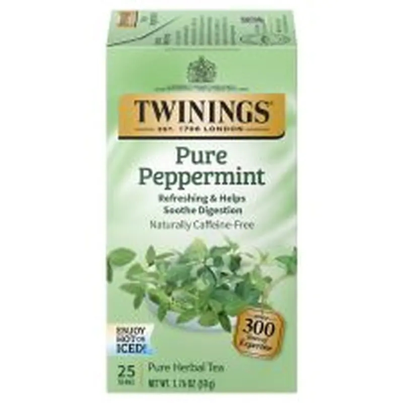 Twinings Pure Peppermint Herbal Tea Bags, 25/Box