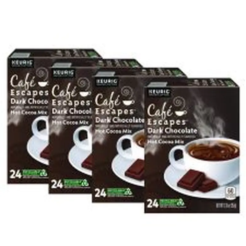 Caf Escapes Dark Chocolate Hot Cocoa K-Cups, 24/Box, 4 Box/Carton