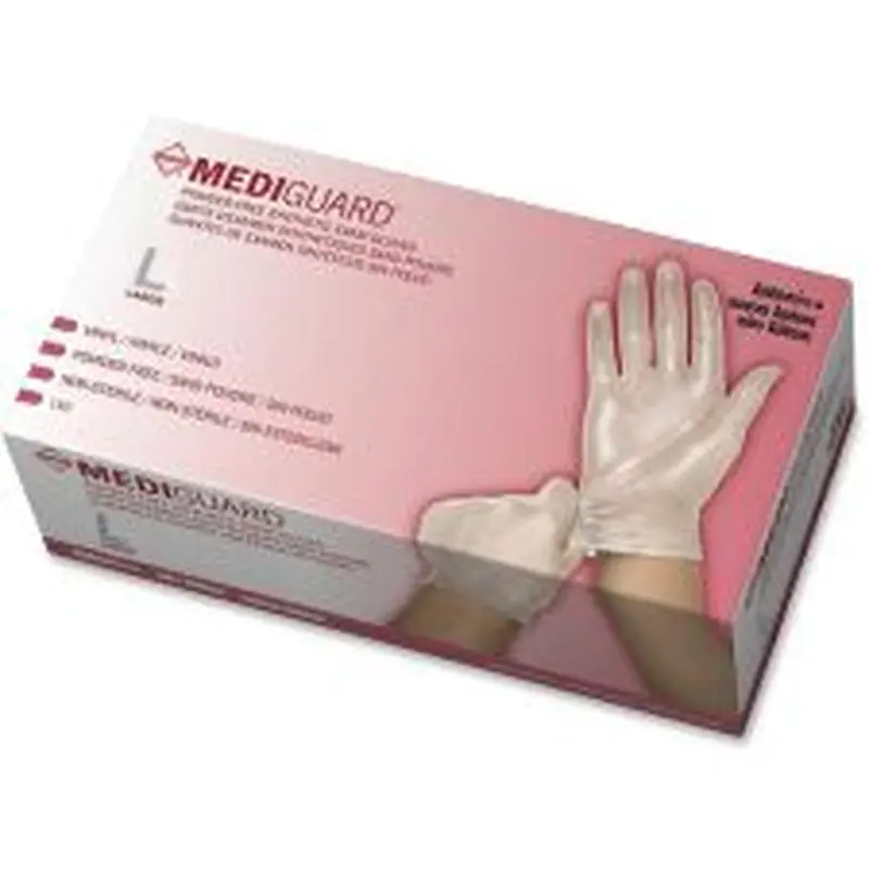 Medline MediGuard Vinyl Non-sterile Exam Gloves - Large Size - - 0