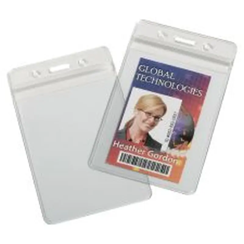 SKILCRAFT Resealable Badge Holders, 3-3/4"H x 2-5/8"W, Clear, Box Of 25
