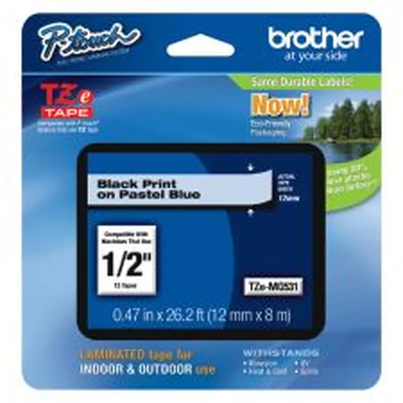 Brother PTouch Laminated TZe Tape, 0.47" x 26.2', Blue