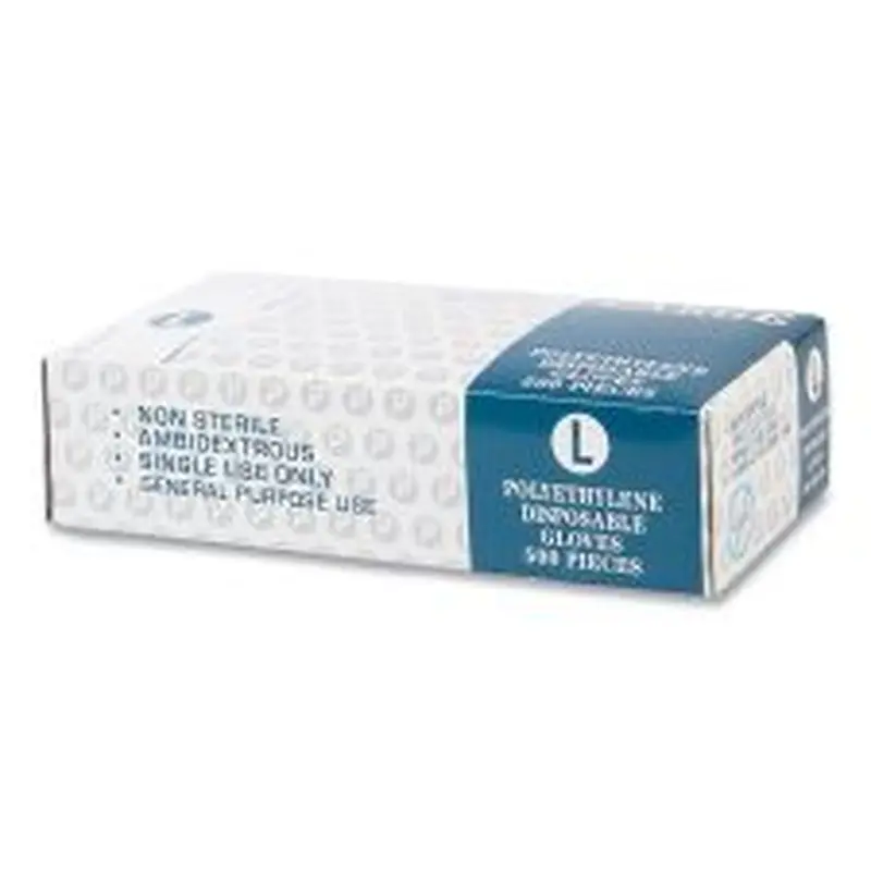 Inteplast Group Embossed Polyethylene Disposable Gloves, Powder-Free, Large, 3 mil Thick, Clear, 500/Box, 4 Boxes/Carton