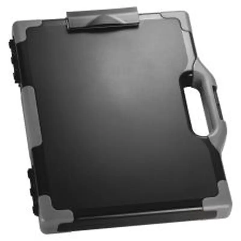 Officemate OIC Carry-All Clipboard Box, 15 1/2"H x12 1/2"W x 2 1/4"D, Gray/Black