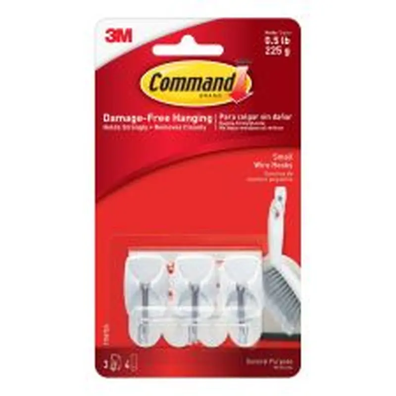 Command Small Wire Toggle Hooks, 3 Command Hooks, 4 Command Strips, Damage Free Organizing of Dorm Rooms, White