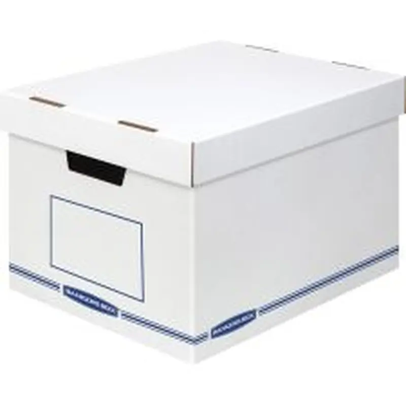 Fellowes Organizers Storage Boxes - External Dimensions: 12.8"x 16.5" Depth x 10.5" - Medium Duty - Single/Double Wall - Stackable - White, Blue -