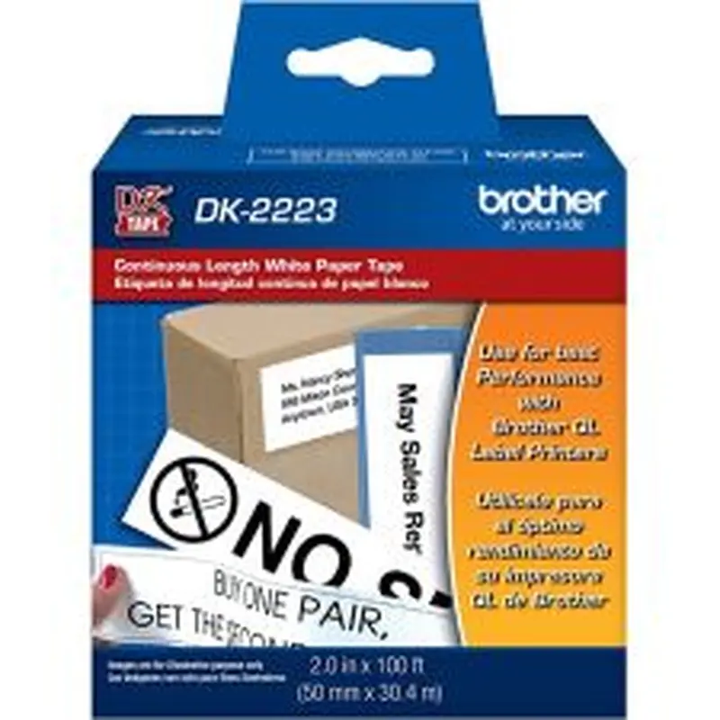Brother Paper Label Tape, Continuous, 2" x 100', White