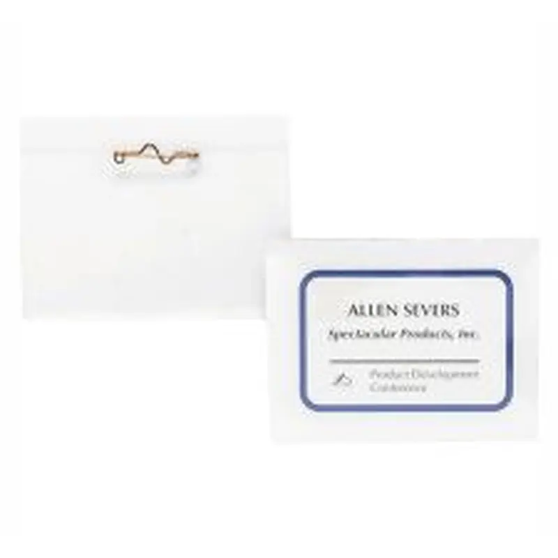 Business Source Pin Style Holder Name Badge Kit - Clear - 100 / Box