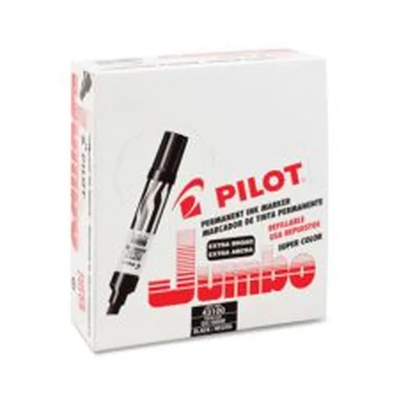 Pilot Jumbo Chisel Felt-Tip Permanent Marker, Black Ink, Black/White Barrel