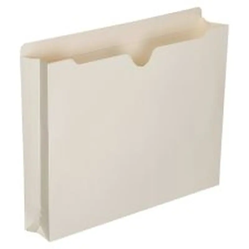 SKILCRAFT Manila Double-Ply Tab Expanding File Jackets, 2" Expansion, Letter Size Paper, 8 1/2" x 11", 30% Recycled, Box Of 50