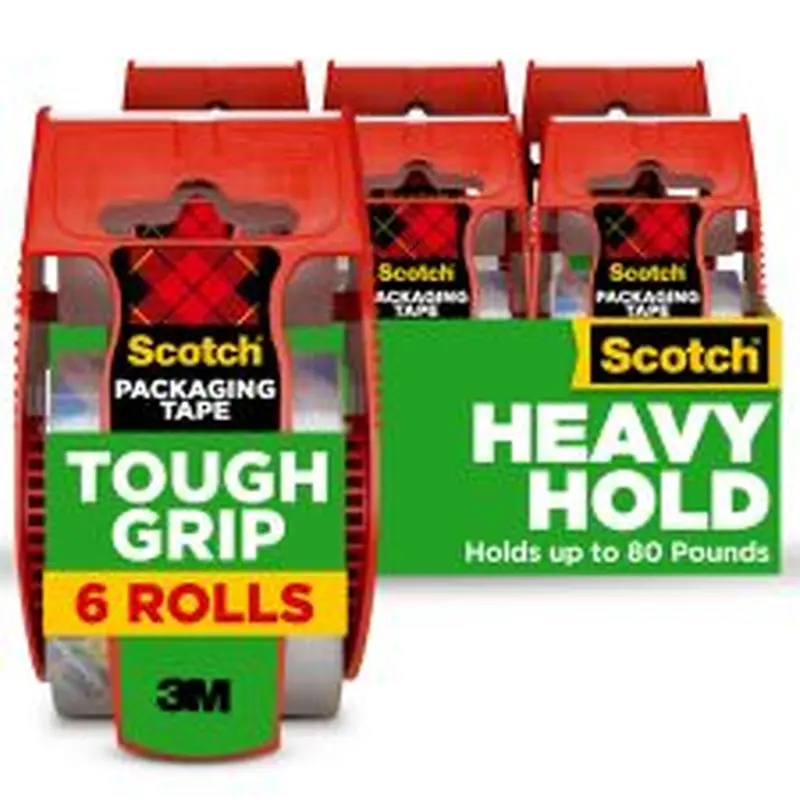 Scotch Tough Grip Moving Packing Tape With Dispensers - 150-6