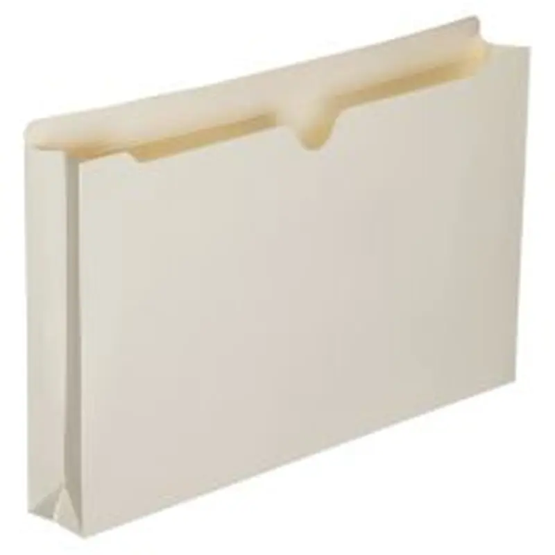 SKILCRAFT Manila Double-Ply Tab Expanding File Jackets, 2" Expansion, Legal Size Paper, 8 1/2" x 14", 30% Recycled, Box Of 50