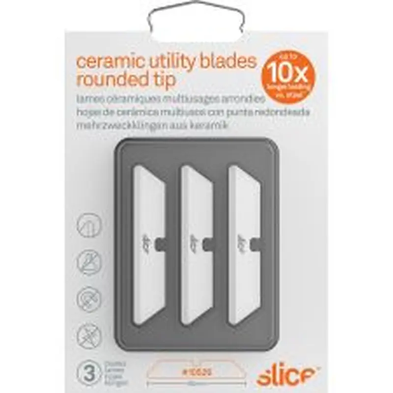 Slice Rounded Tip Ceramic Utility Blades - 2.60" - Non-conductive, Non-magnetic, Rust Resistant, Reversible, No - SLI10526