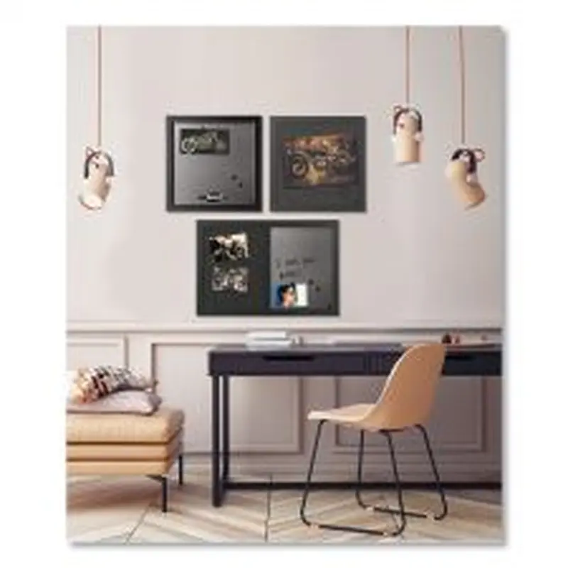 MasterVision Black Shadow Message Board Set, (1) Magnetic Dry Erase, (1) Bulletin, (1) Dry Erase/Bulletin, Assorted Sizes, Assorted Colors