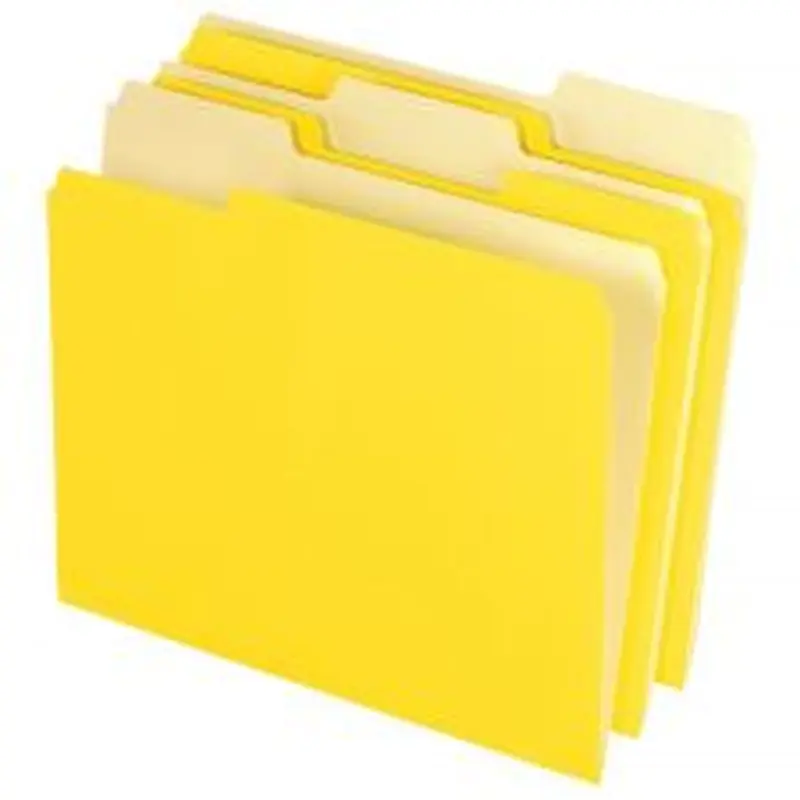 2-Tone File Folders, 1/3 Cut, Letter Size, Yellow, Box Of 100