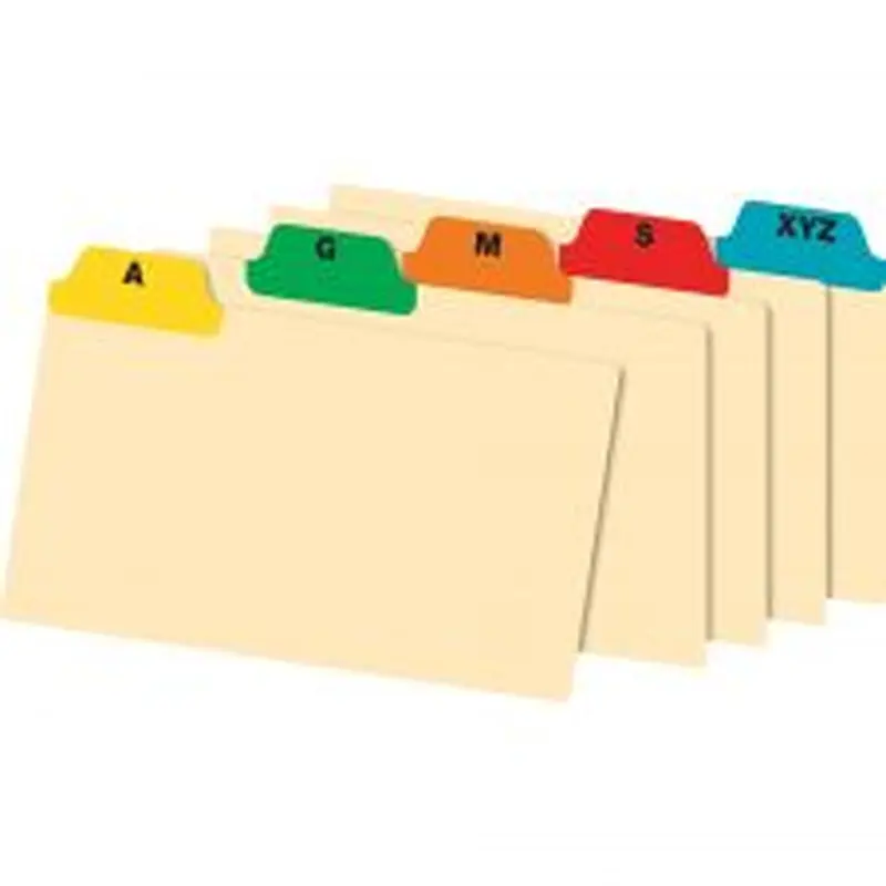 A-Z Poly Index Card Guide Set, 3" x 5", Multicolor, Set Of 25 Cards