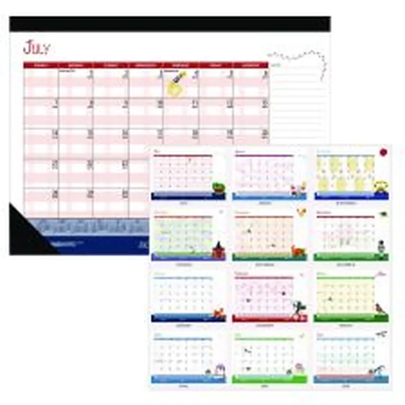 House of Doolittle Academic Year Recycled Desk Pad Calendar, Illustrated Seasons Artwork, 22 x 17, Black Binding, 12-Month (July-June):2025-2026