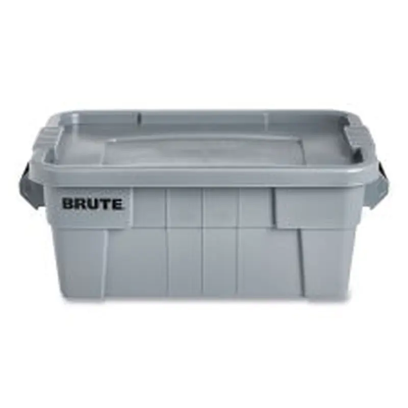 Rubbermaid Commercial BRUTE Tote with Lid, 14 gal, 27.5" x 16.75" x 10.75", Gray