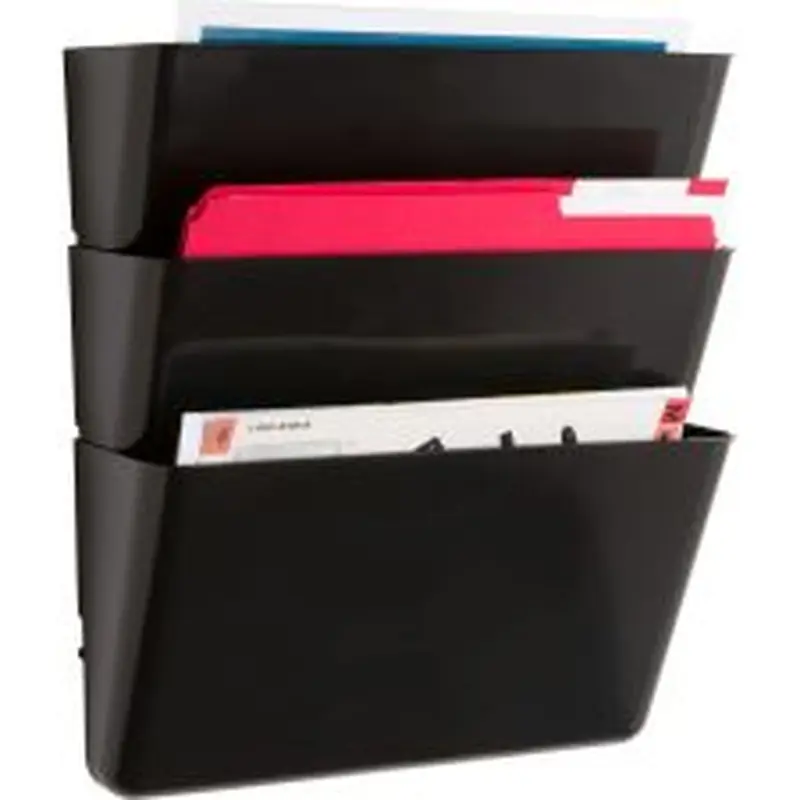 Sparco Stak-A-File Vertical Filing Systems, 14.5"H x 13.1"W x 4.3"D, Wall Mountable, Black, 3 / Pack