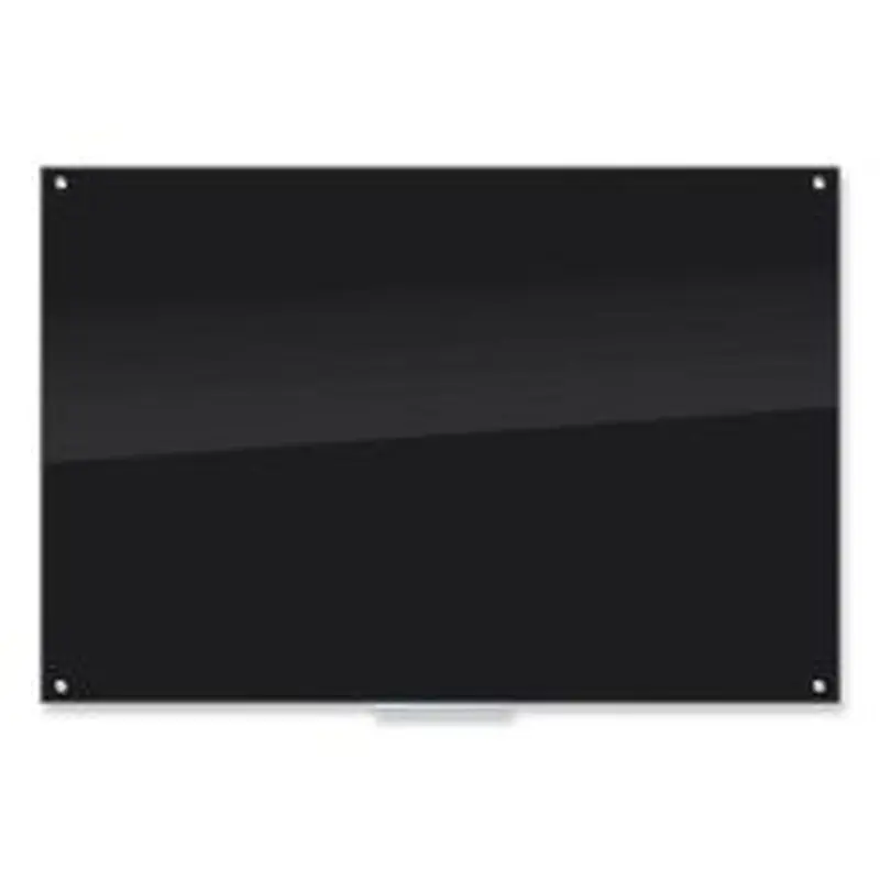 U Brands Black Glass Dry Erase Board, 72" x 48" (Actual Size: 70" x 47"), Black Surface