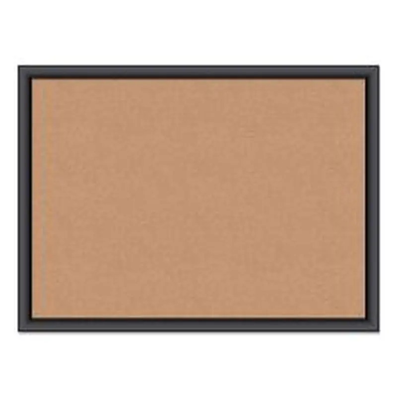 U Brands Cork Bulletin Board, 24" x 18" (Actual Size: 23" x 17"), Tan Surface, Black Wood Frame