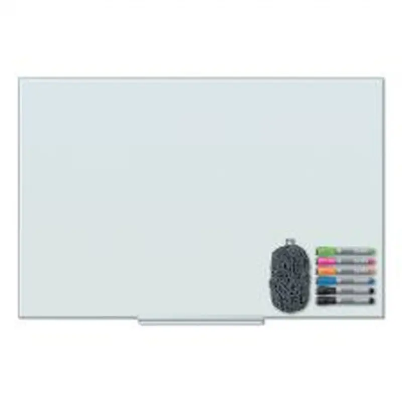 U Brands Floating Glass Dry Erase Board, 48" x 36" (Actual Size: 47" x 35"), White Surface