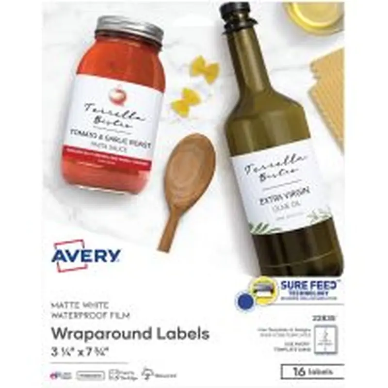 Avery Durable Wraparound Labels, 22835, Rectangle, 3 1/4" x 7 3/4", White, Pack Of 16