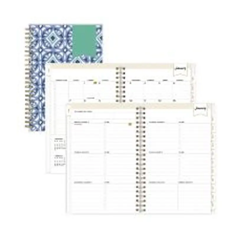 Blue Sky Day Designer Tile Weekly/Monthly Planner, Geometric Artwork, 8 x 5, Blue/White Cover, 12-Month (Jan to Dec): 2026