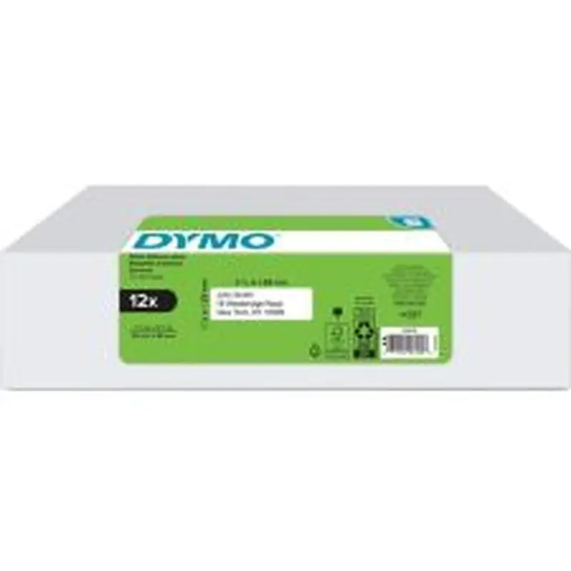 DYMO LabelWriter Address Labels, 1-1/8" x 3-1/2", Rectangle, White, 350 Labels Per Roll, Pack Of 12 Rolls