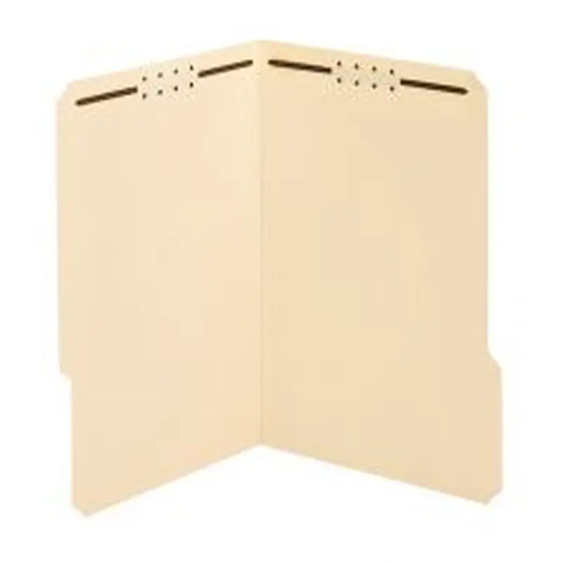 Reinforced Manila Folder With 2 Embossed Fasteners, 1/3-Cut Tabs, Legal Size, Box Of 50
