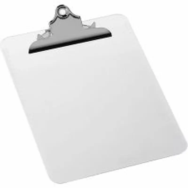 Sparco Plastic Clipboard, 8 1/2" x 12", Clear