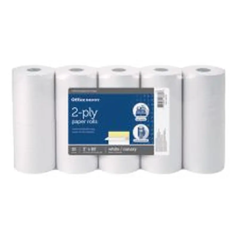 2-Ply Paper Rolls, 3" x 85', Canary/White, Pack Of 10