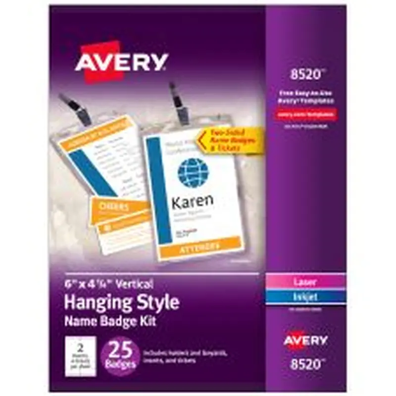 Avery Name Badges with Lanyards, 6" x 4.25" , 25 Total (8520)