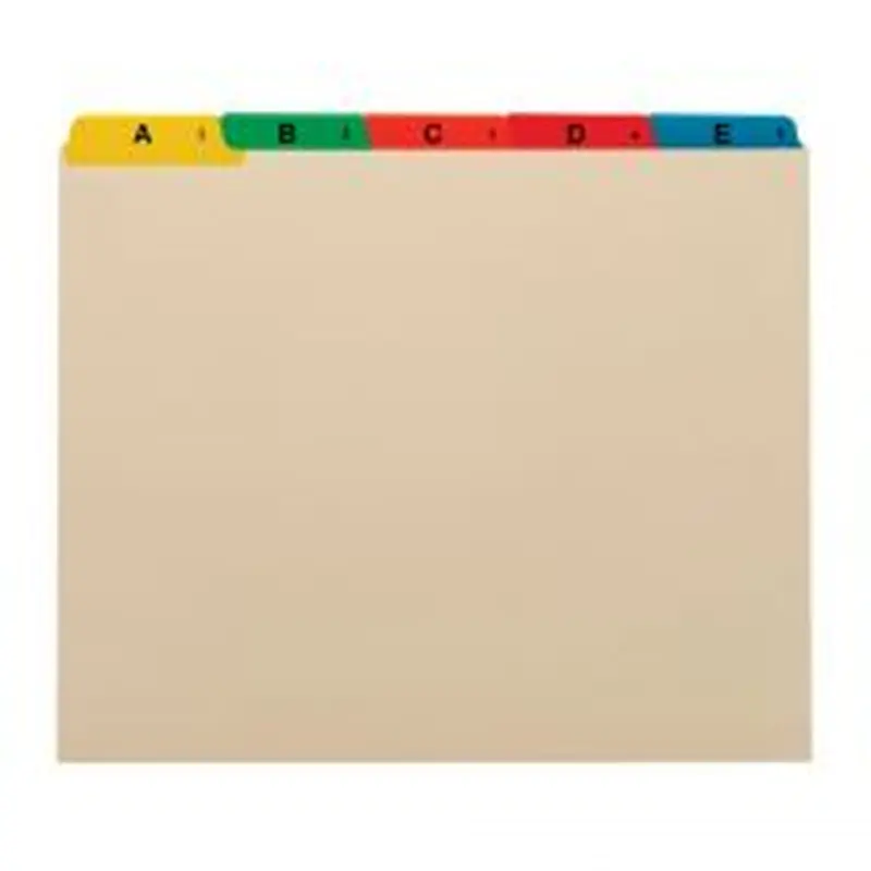 Manila A To Z File Guides, Letter Size, Manila, Pack Of 25