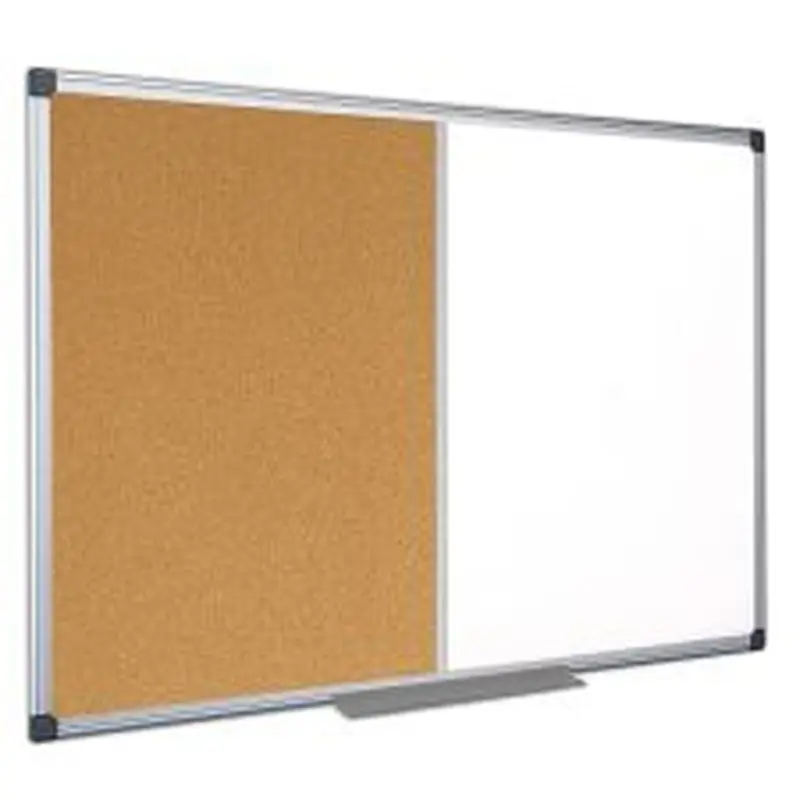 MasterVision Cork/Non-Magnetic Melamine Dry-Erase Whiteboard Combination Board, 36" x 48", Silver Aluminum Frame