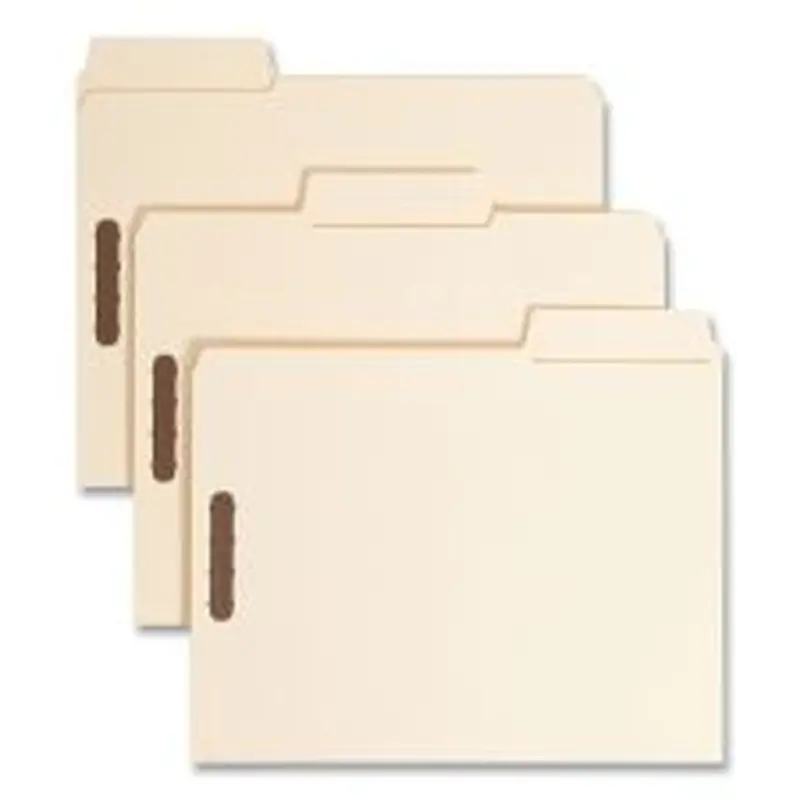 Smead SuperTab Reinforced Guide Height Fastener Folders, 14-pt Manila, 0.75" Expansion, 2 Fasteners, Letter Size, Manila, 50/Box